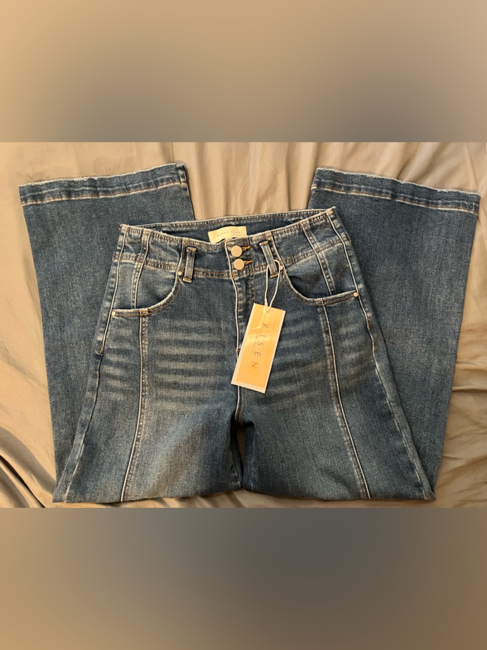 Rise N Denim High-Rise Wide Leg Jeans in Washed Blue